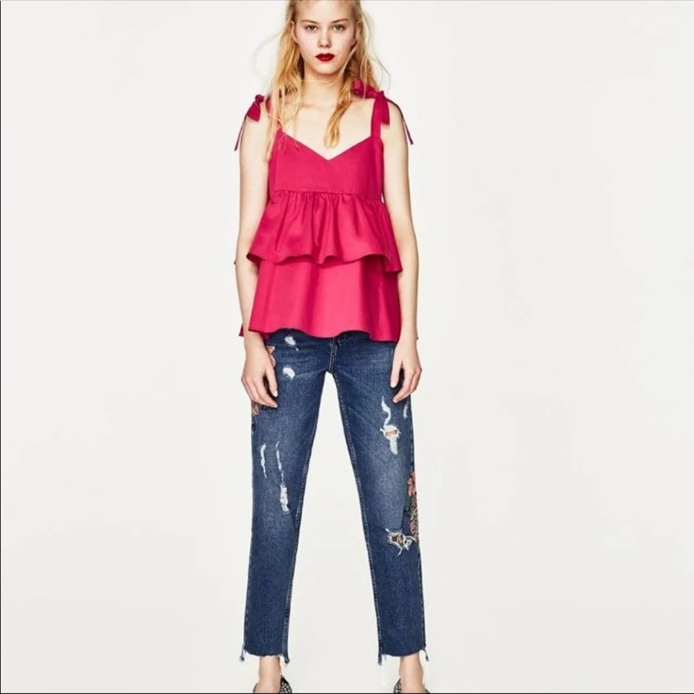 Zara Ruffle Tiered Top NWT M Med